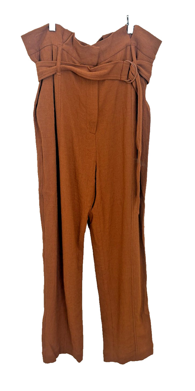 Jonathan Simkhai Paperbag Waist Belted Henny Textured Daywear CroppedNWT Tobacco